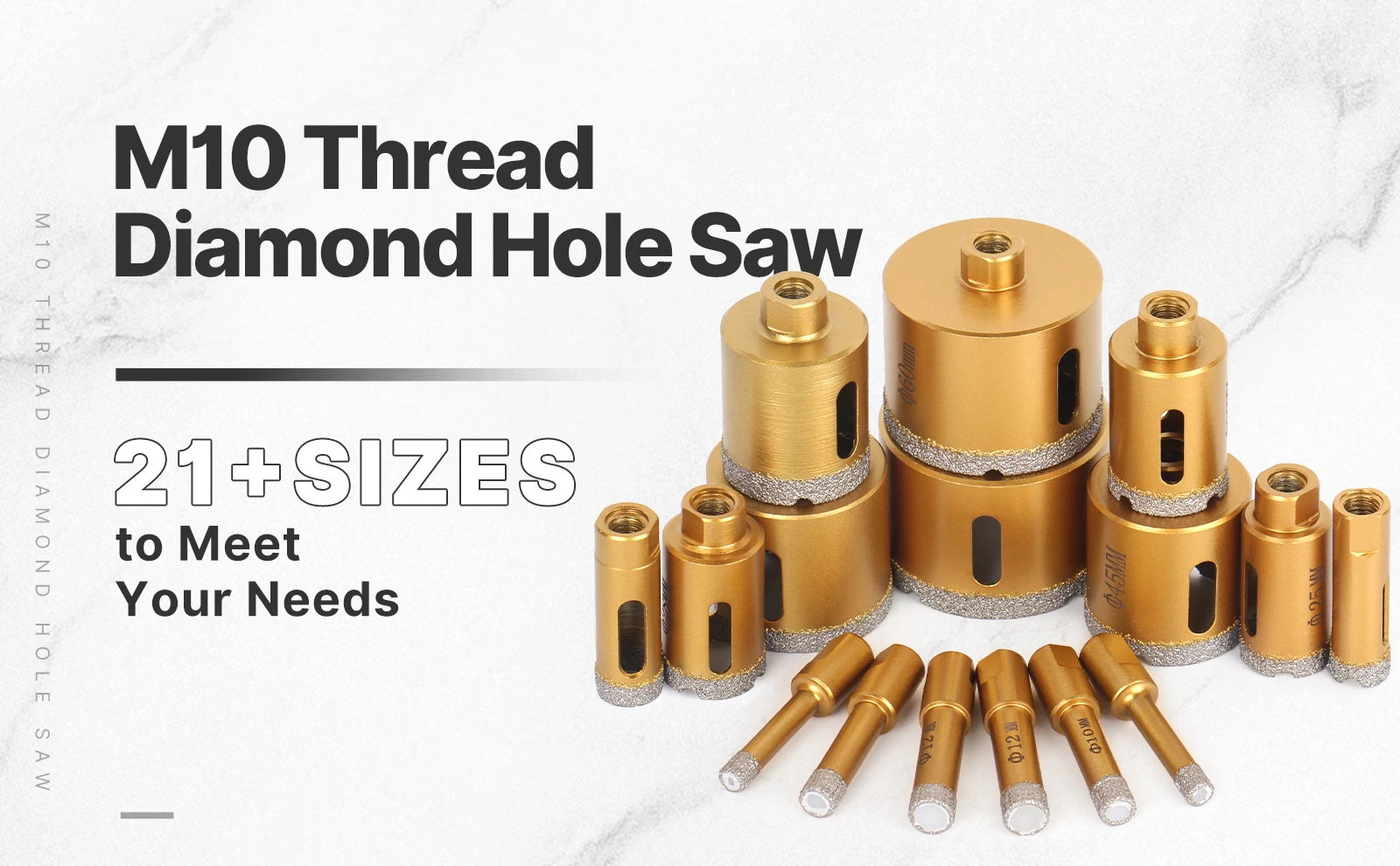 6-65mm 1PC M10 Thread Shank Dry Vacuum Brazed Diamond Drilling Core Bit For Drilling on Ceramic Tile Hole Saw Granite Marble