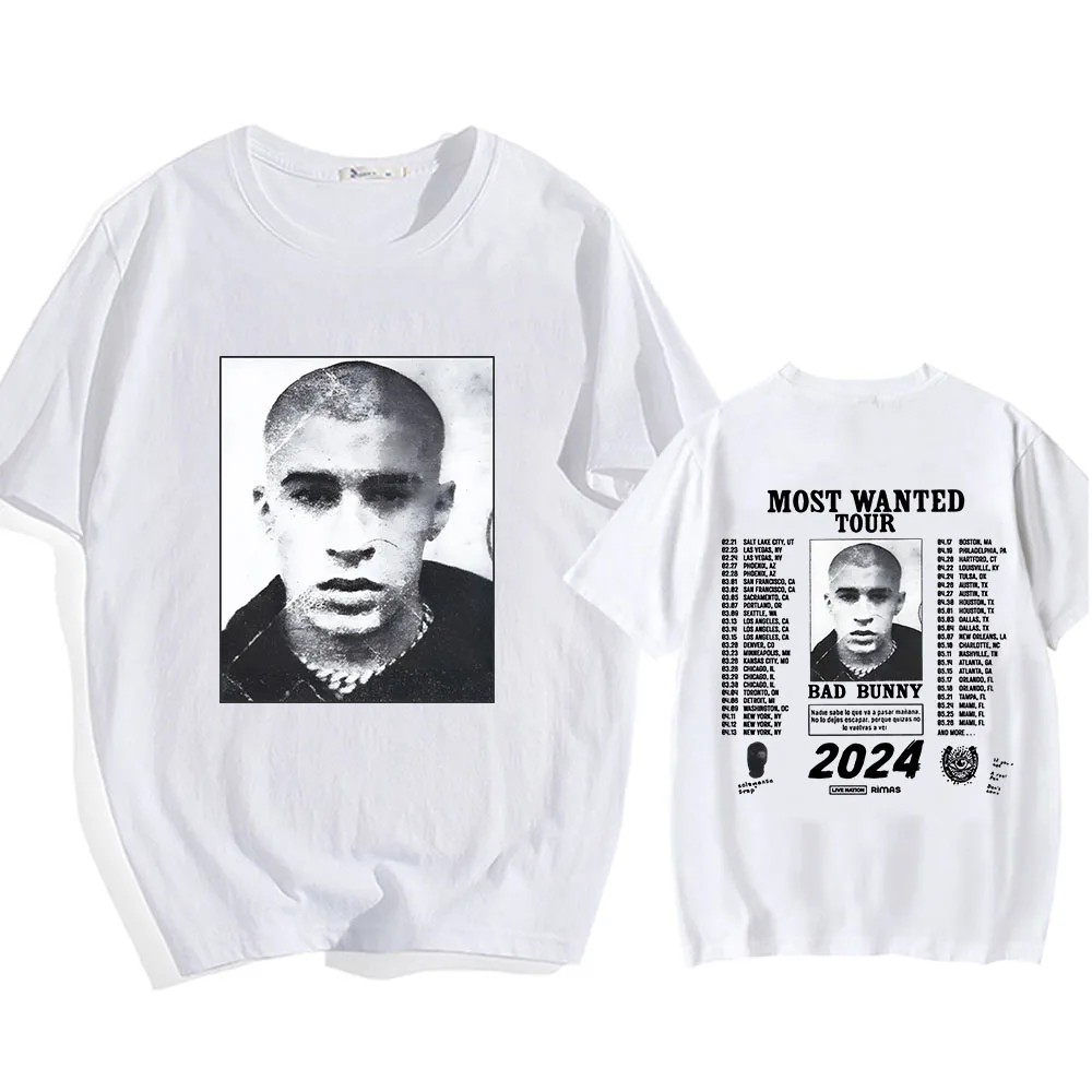 Bad Bunny Nadie Sabe Lo Que Va Pasar Manana T-shirts Hip Hop Short Sleeve Mens Tee-shirt Most Wanted Tour 2024 Tshirt Cotton Tee