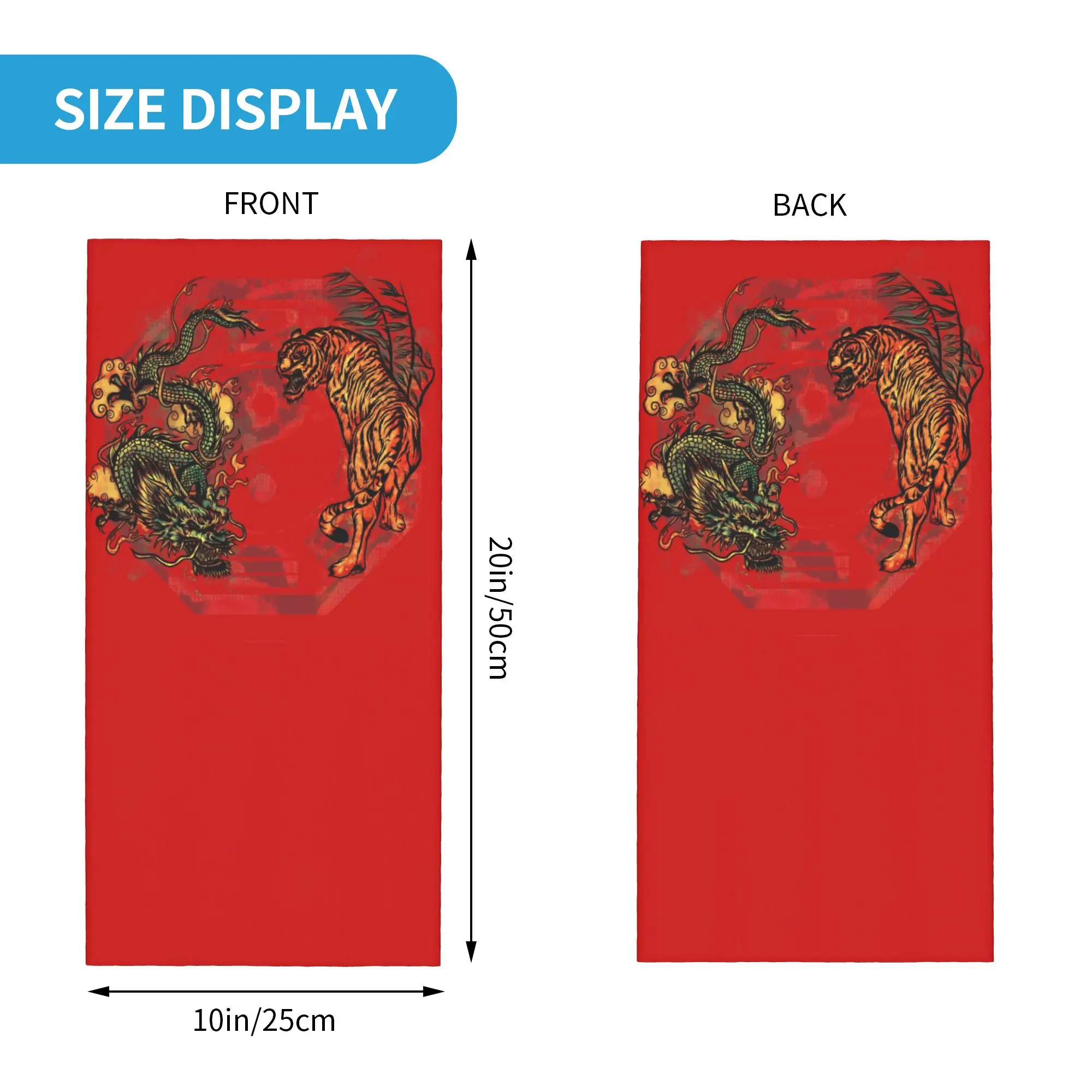 Custom Dragon Tiger Crest Winter Neck Warmer Men Windproof Wrap Face Scarf for Hiking Yin Yang Chinese Martial Arts  Headband