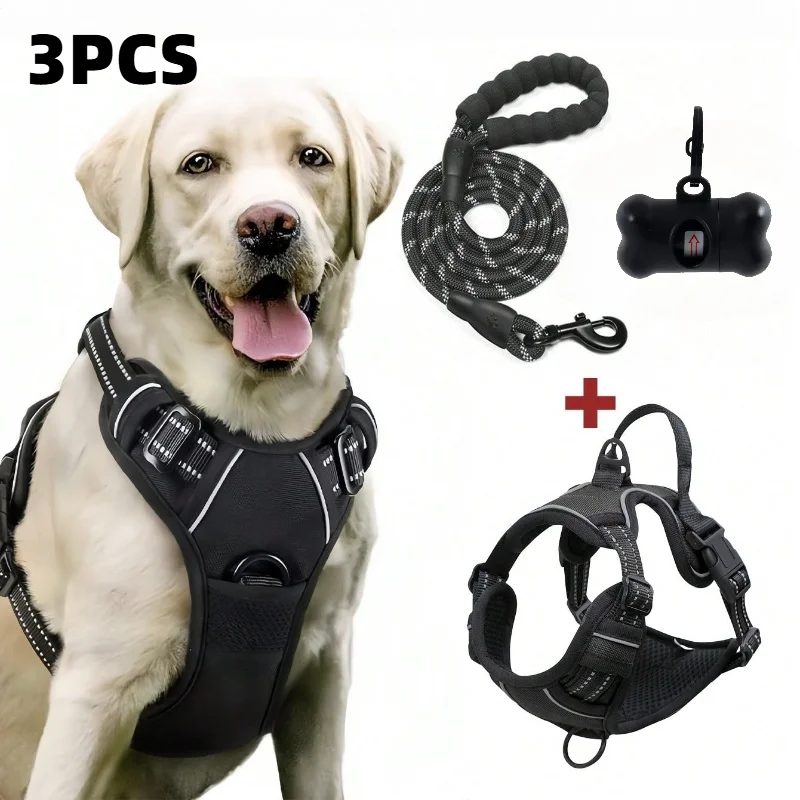 High Reflective Dog Harness Set, Ideal Choice for Outdoor Adventure, Multiple Sizes - Suitable for Small, Medium and Large Pets