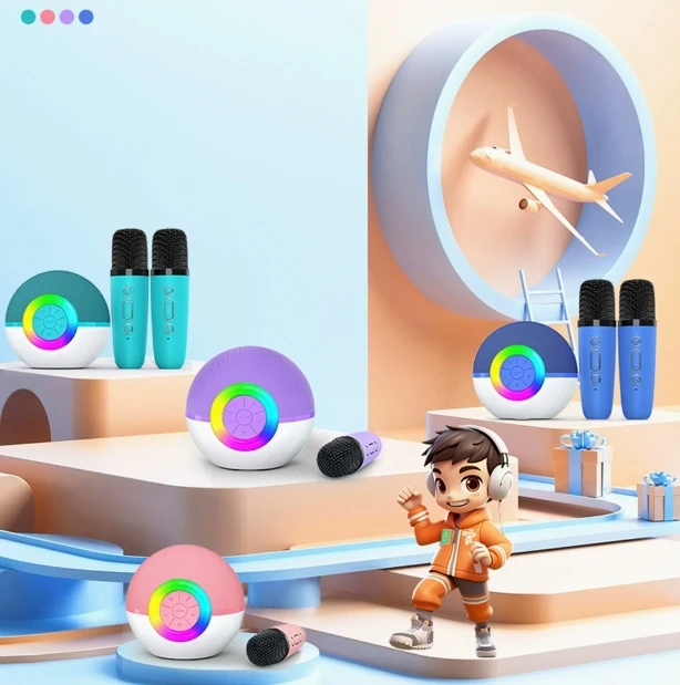 Máquina de canto para niños, karaoke, Altavoz Bluetooth, micrófono integrado
