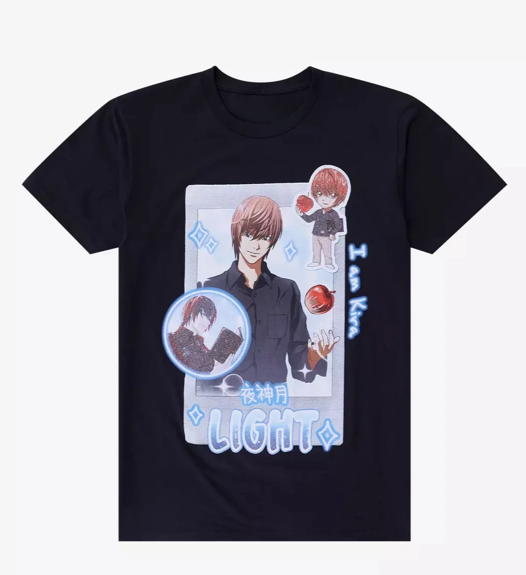 

Death Note Light Chibi Glitter T-Shirt Graphic Printing High-quality Fashionable Comfortable Trendy Y2k Breathable Outdoor