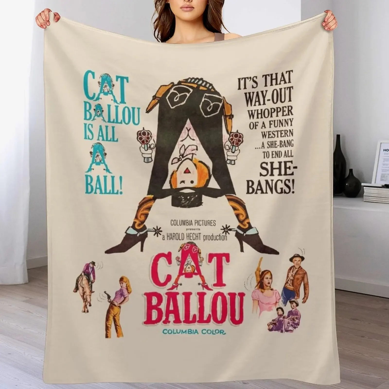Manta con estampado de póster de la película Cat Ballou, manta versátil y acogedora para todas las ocasiones