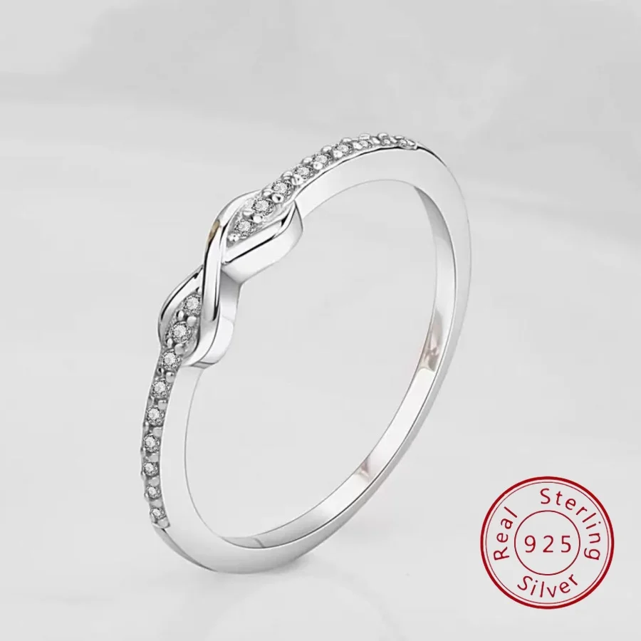 S925 فضة القوس 8 خاتم المرأة الأكثر مبيعا المتخصصة تصميم فاخر مستوحاة لانهائي الحب الدائري السبابة البنصر #4