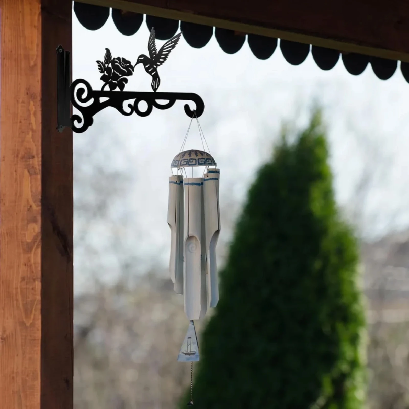 

Hummingbird Flower Bracket Black Finish Wroughtmetal Wall Bracket Lantern Hook Extended Arm Bird Feeder Hanger Multi Use