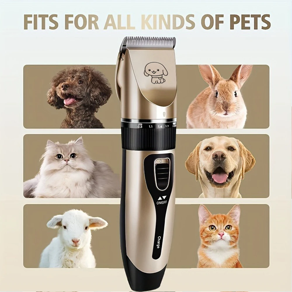 Rechargeable Pet Grooming Kit with 4 Length Combs for Dogs & Cats,Pet hair clipper, Low Noise Hair Trimmer Set