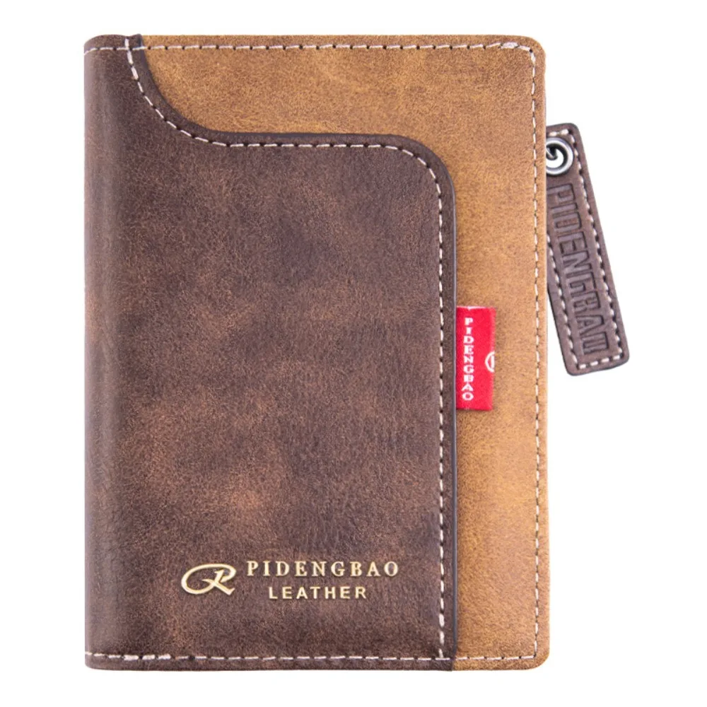 

Simple Classic Men's Short Wallet Anti Theft RFID Male Bifold Wallets Solid Color Pu Leather Cash Bag Male