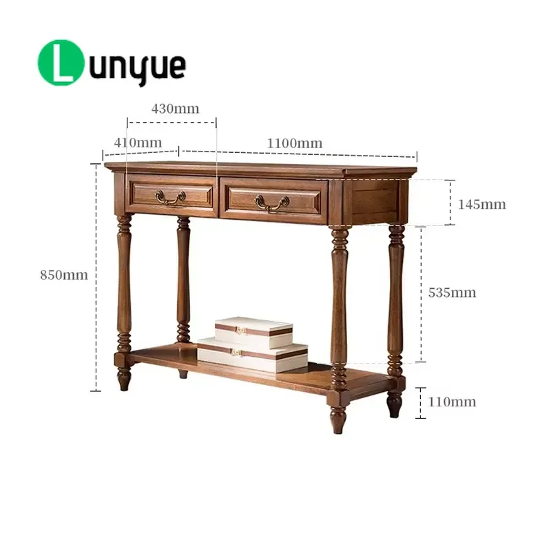 Vintage French Provincial Console Table with Drawers Rectangular Storage Sofa Table Elegant Roman Style Entryway Living Room