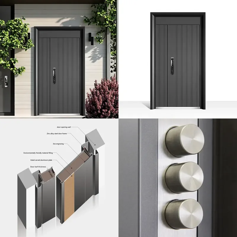 Customized Rustic Modern Anti-Theft Steel Front Door Latest Design Exterior Security Entry House Solution