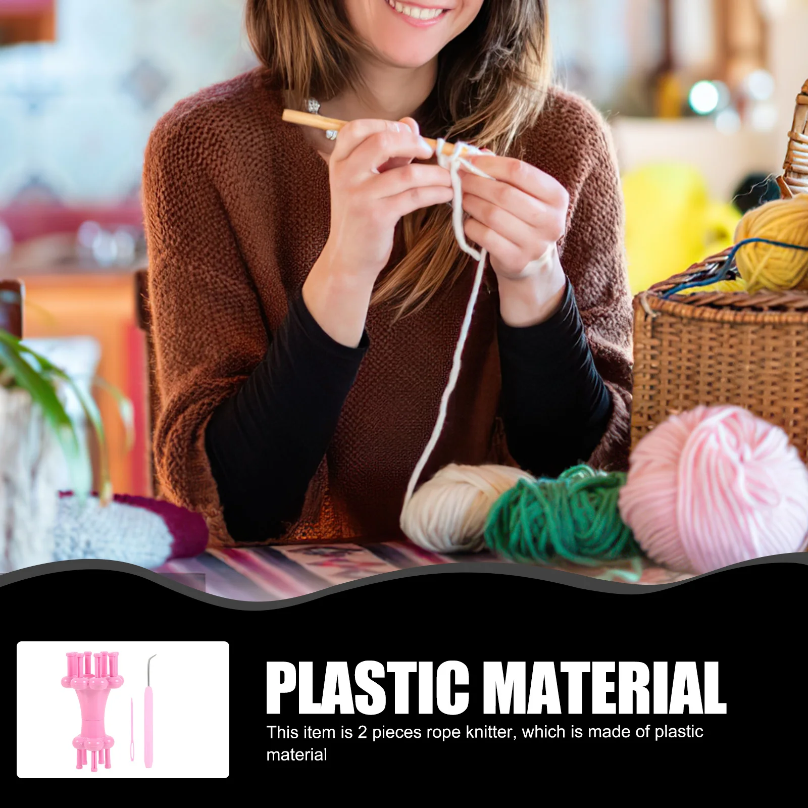 1 set 1 Set Double End Rope Braiding Machine Compact Knitting Loom For Home Craft Weaving Tools Rosy Rope Knitter Practical Yarn