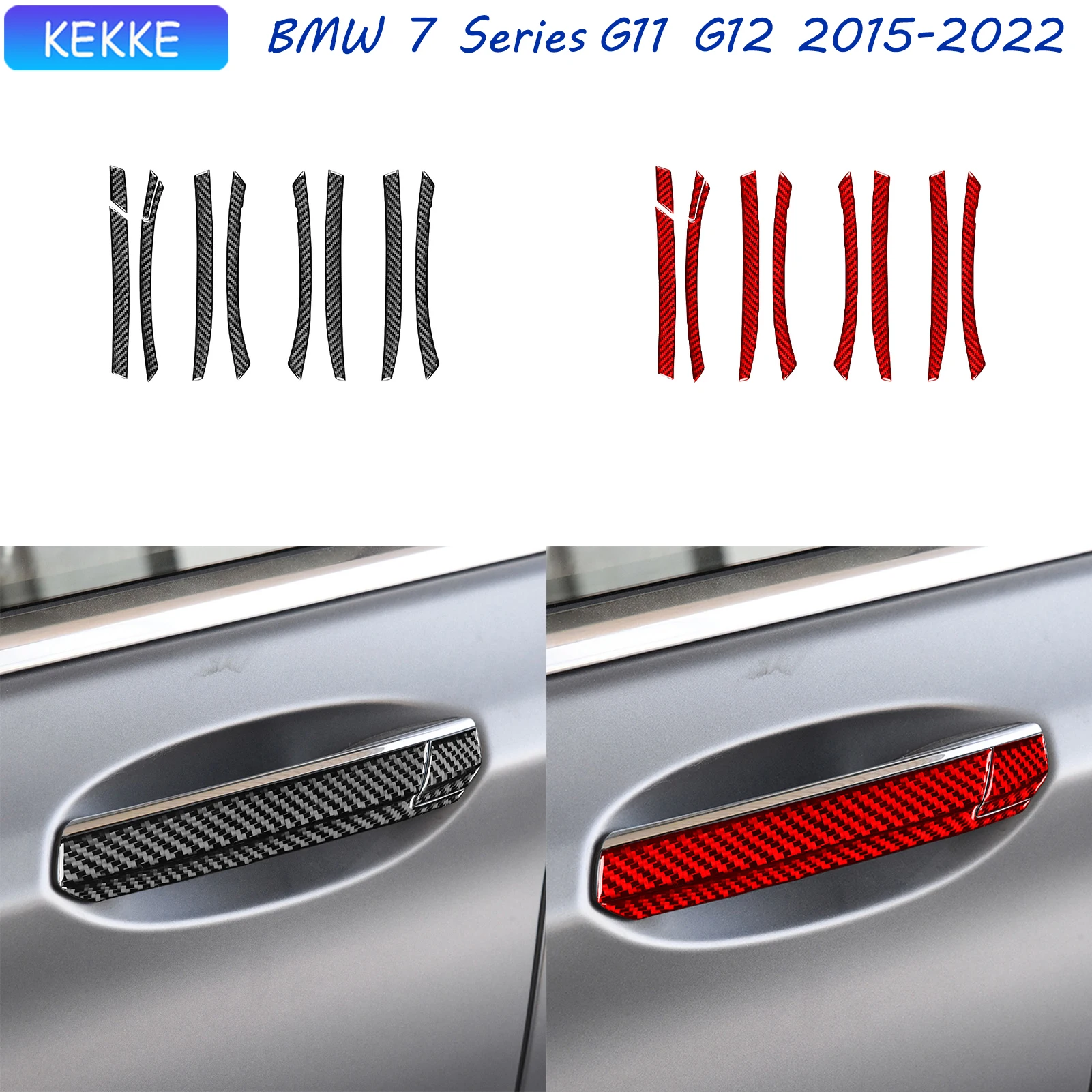 

For BMW 7 Series G11 G12 Accessories 2015-2022 Interior Exterior Door Handle Carbon Fiber Trim Decal Auto Decoration Sticker