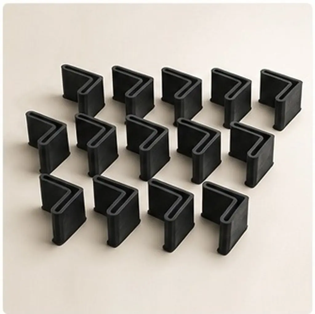 30Pcs L-Shaped Non-Slip Furniture Pads Rubber Angle Chair Desk Bed Leg Protectors for Hardwood Tile Laminate