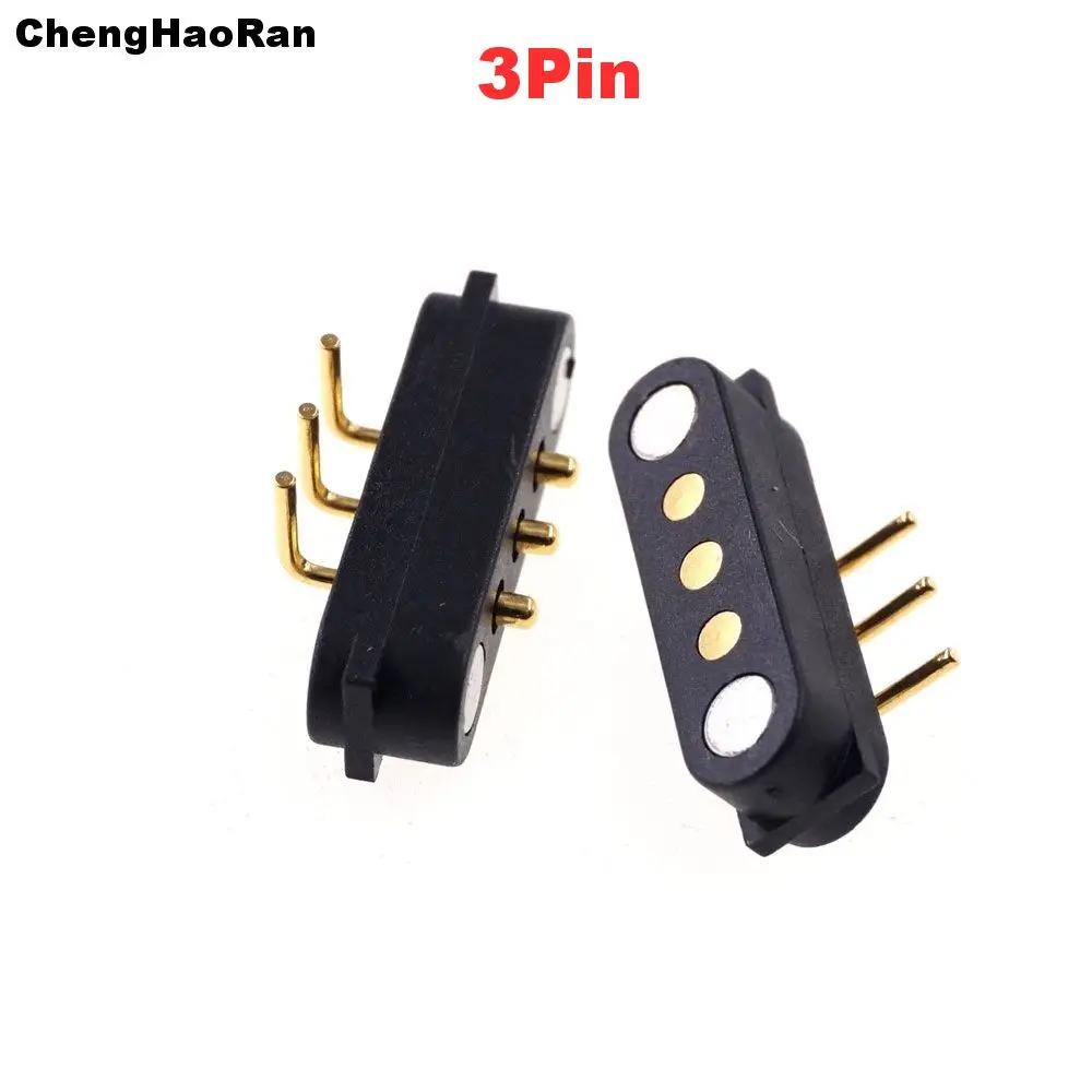 1Pair PogoPin 3PIN High Current 2A 36V Straight / Curved Needle 2.54mm Pitch Power Supply Charging Magnetic Suction Male Female