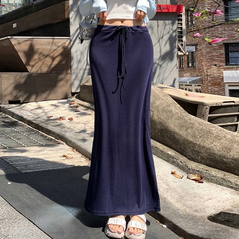 

2026 Korean Dongdaemun Pure Desire Style Sexy Versatile Long Skirts Women High Waist Elegant Simple Design Half Body Skirt