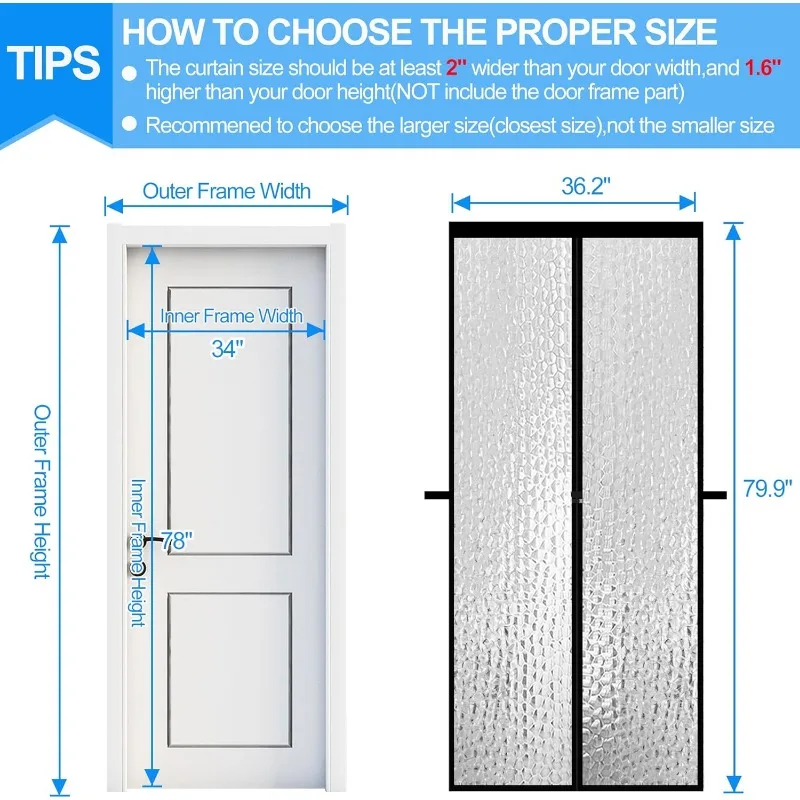 OLOEY Magnetic Thermal Insulated Door Curtain Waterproof EVA Door Cover Self-Closing Windproof Door Net Screen Custom