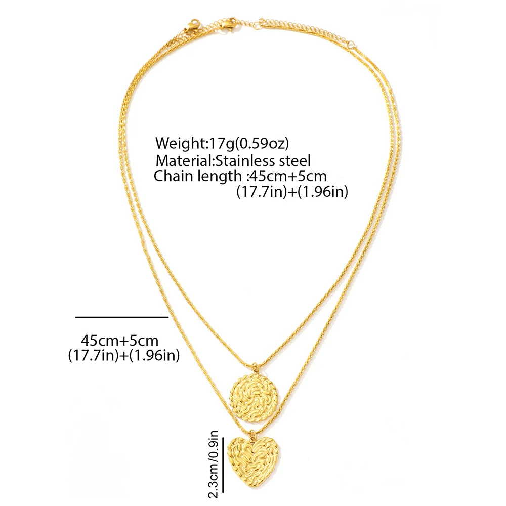 طقم قلادة متعددة دائري على شكل قلب غير منتظم على طراز بوهو، مقاوم للماء وغير يتلاشى، مجوهرات نسائية، هدايا حفلات الزفاف #5