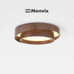 Menvix Nordic Walnut Wood LED Ceiling Chandelier for Living Dining Room Balcony Bedroom Lamp Home Decor Indoor Lighting Fixture