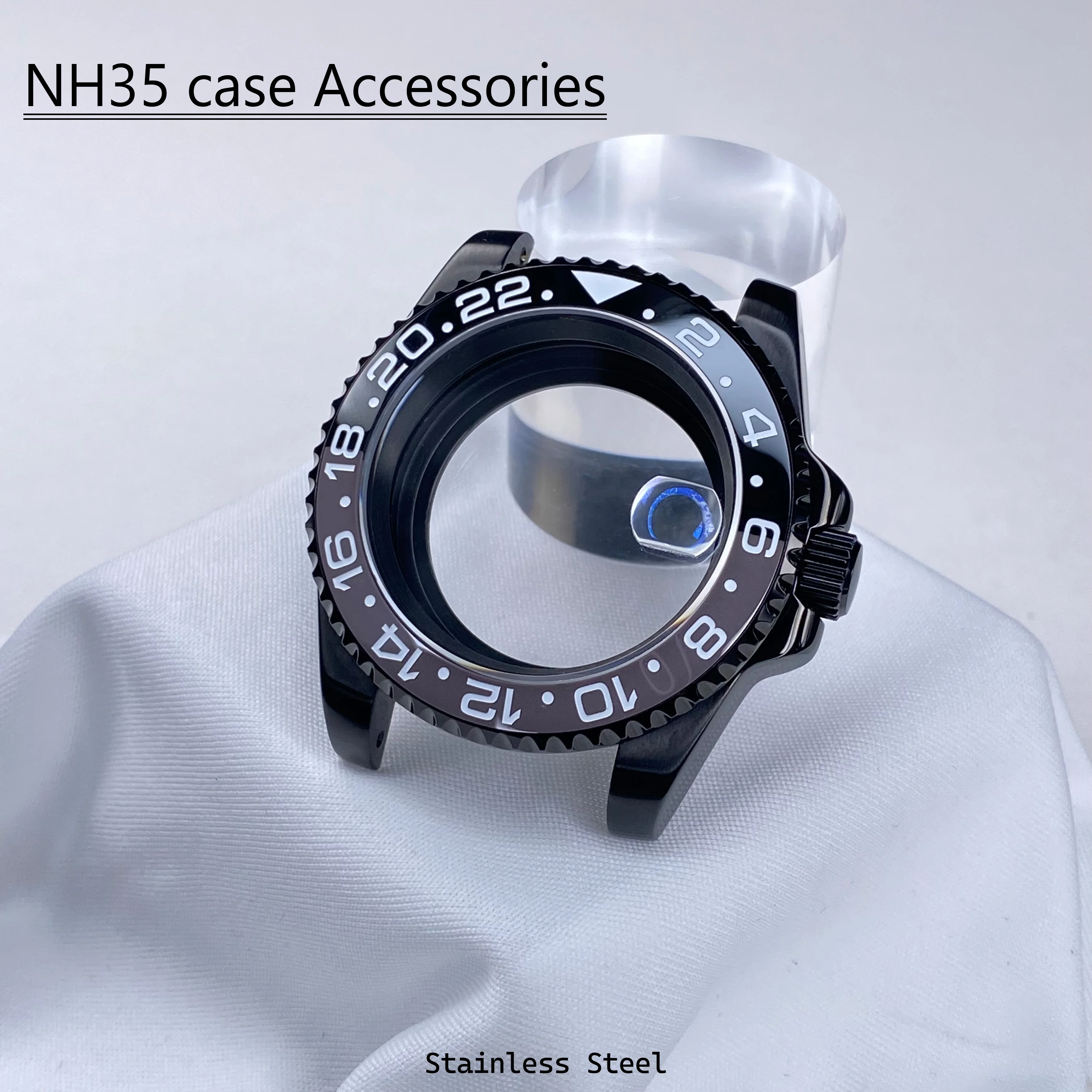 Набор корпусов для часов NH35, черный, 40 мм, 120 кликов, высококачественный корпус из нержавеющей стали, подходит для nh34, nh35, nh36, аксессуары для механизмов