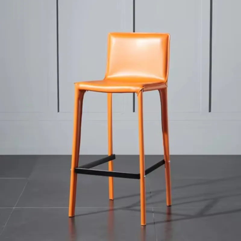 Nordic luxury bar chairs, high stools without armrests, leather bar chairs, family bar cafe