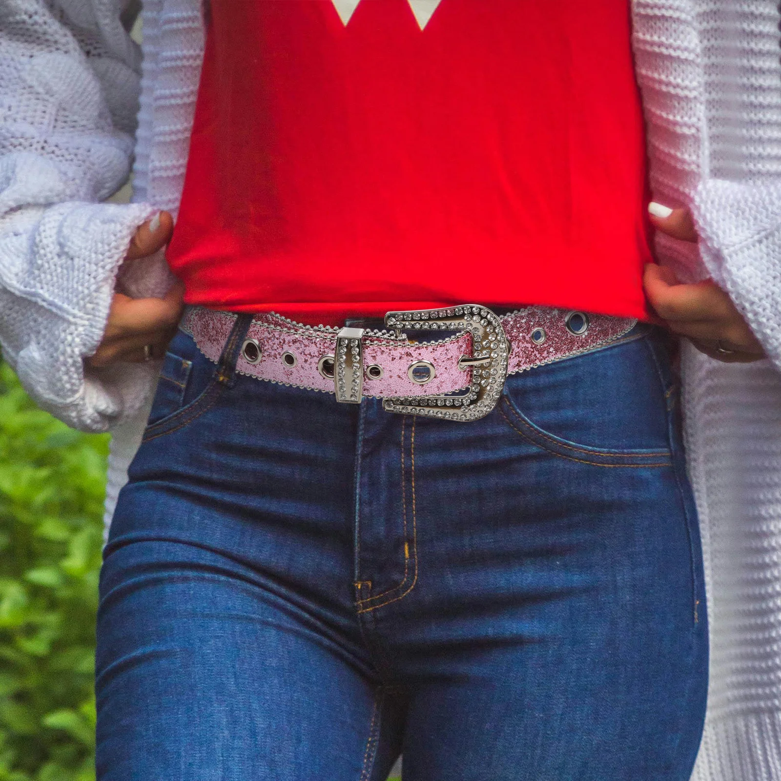 

Rhinestone Women Belt Adjustable Waistbelt Dress Belt Girl Jeans Waist Accessory Fashion Women Belts for Dress