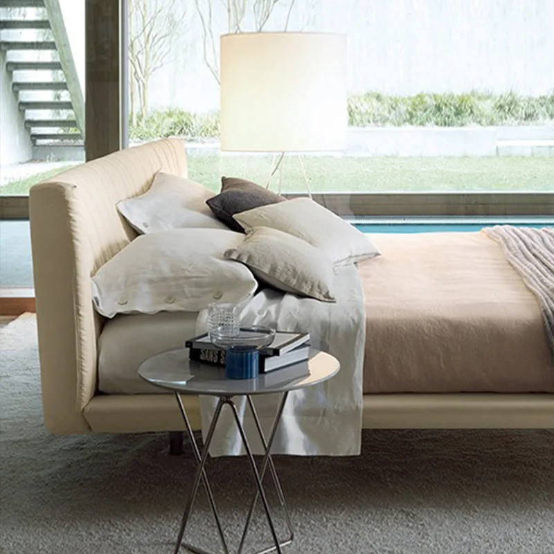 

Customizable Double Shell Bed Italian Leather Large Flat Solid Wood Floor Master Bedroom 1.8m Fairy