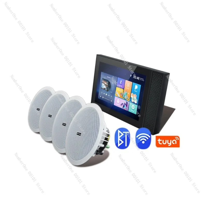 

Smart Home Audio System Tuya WiFi Touch Screen Android 8.1 Music Wall Amplifier Blue-tooth Active Stereo Ceiling Speaker Set