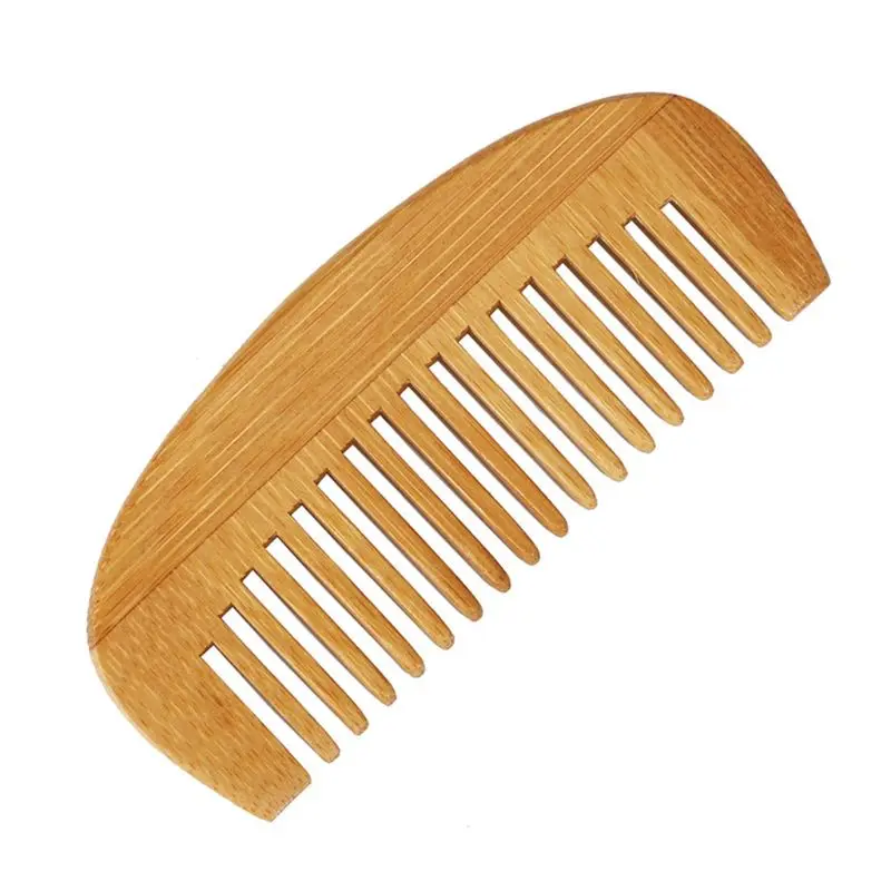 12cm Length Mini Portable Natural Bamboo Wooden Hair Combs Curved Crescent Shape Anti-Static Health Care Comb Hair Styling Tool