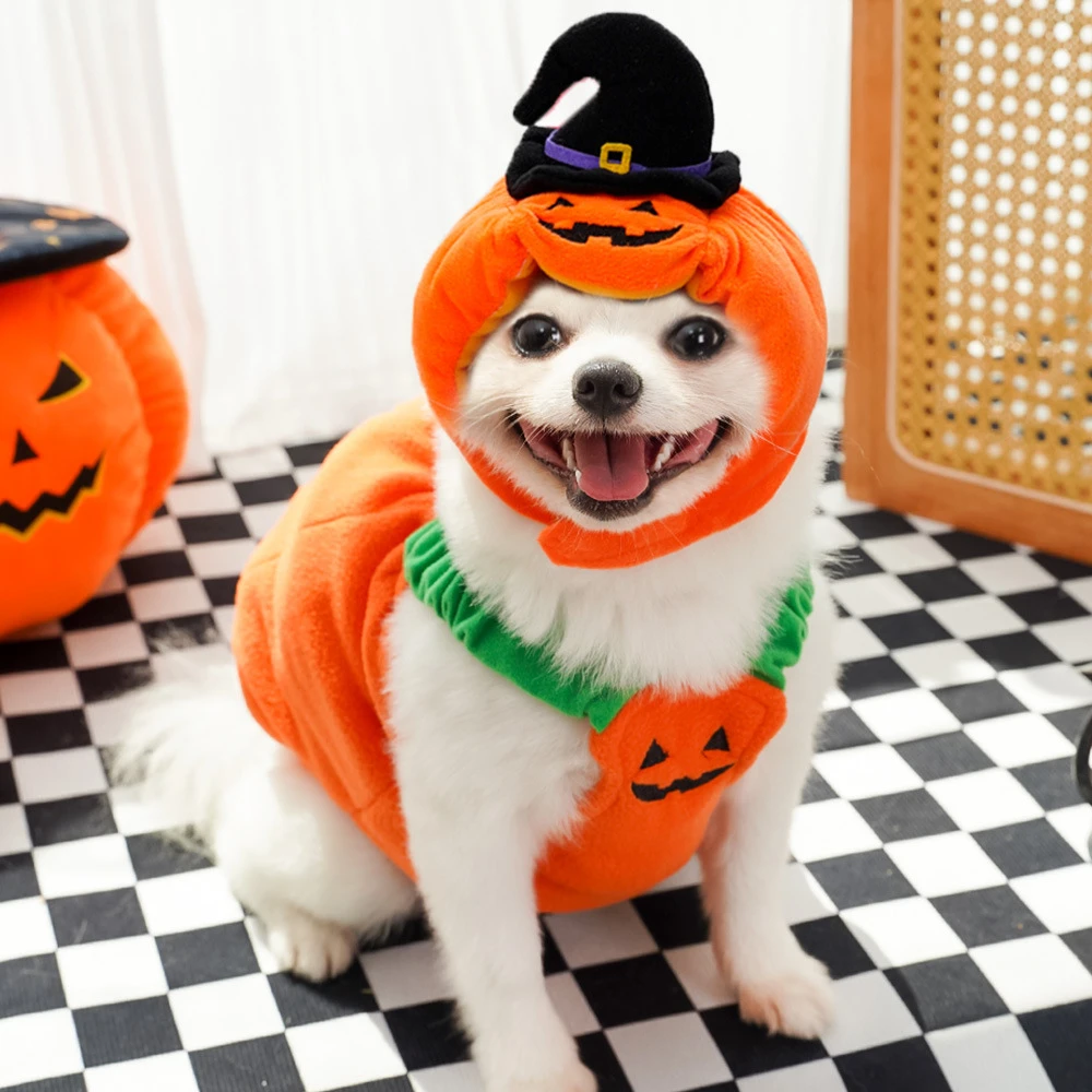 

Funny Pet Cosplay Costumes Set Halloween Pumpkin Dog Clothes with Hat Cat Halloween Party Special Events Apparel Comical Outfits