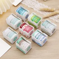 5Rolls/box Cute Stationery School Decorative Scrapbooking Adhesive Masking Tape Washi Tape