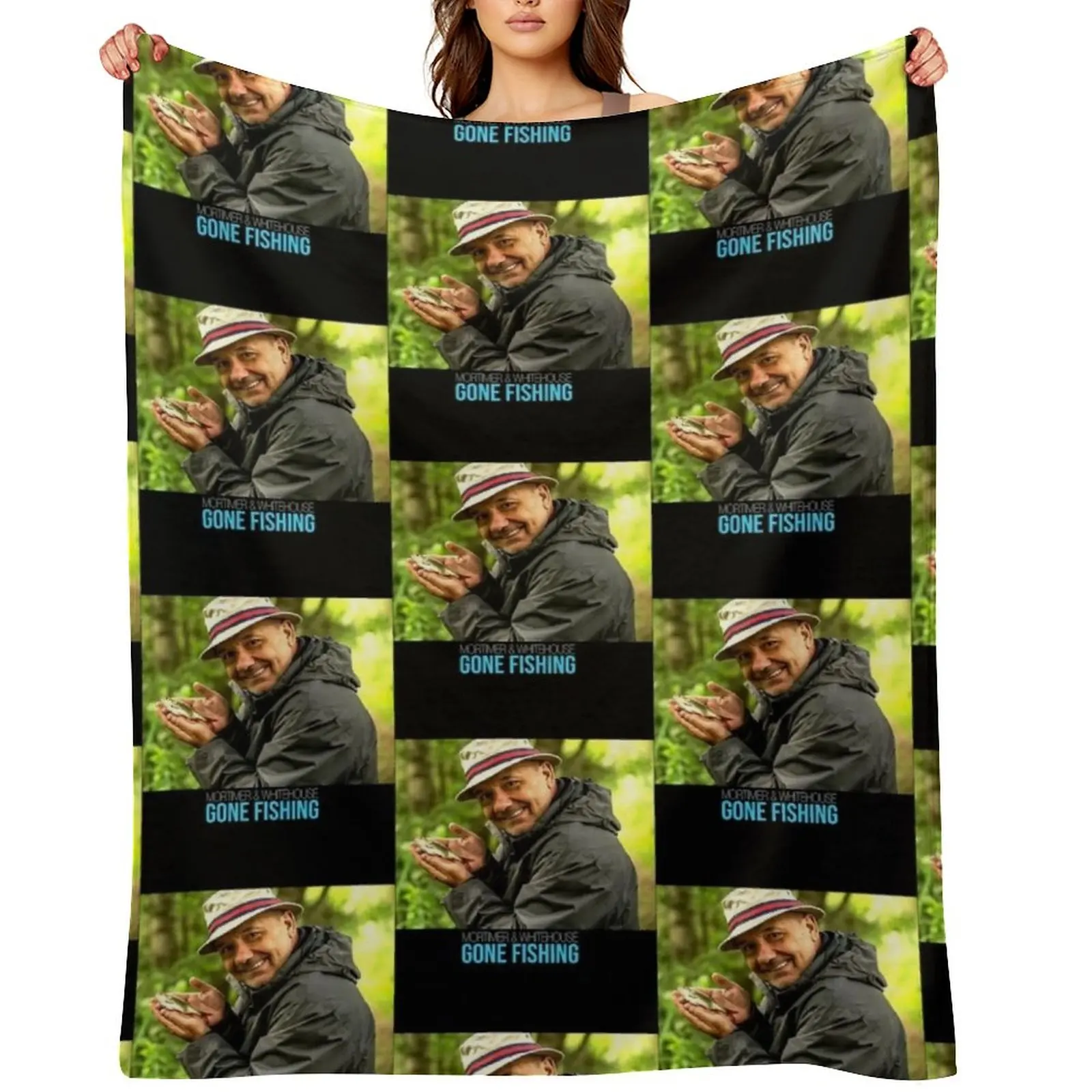 

Bob Mortimer Parti à la pêche classique Throw Blanket Large warm winter Softest Furrys Blankets