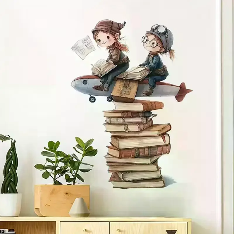 1pc Cartoon Dreams And Books Removable PVC Wall Stickers For Kids Room Decoration Nursery Classroom Wall Art Decals