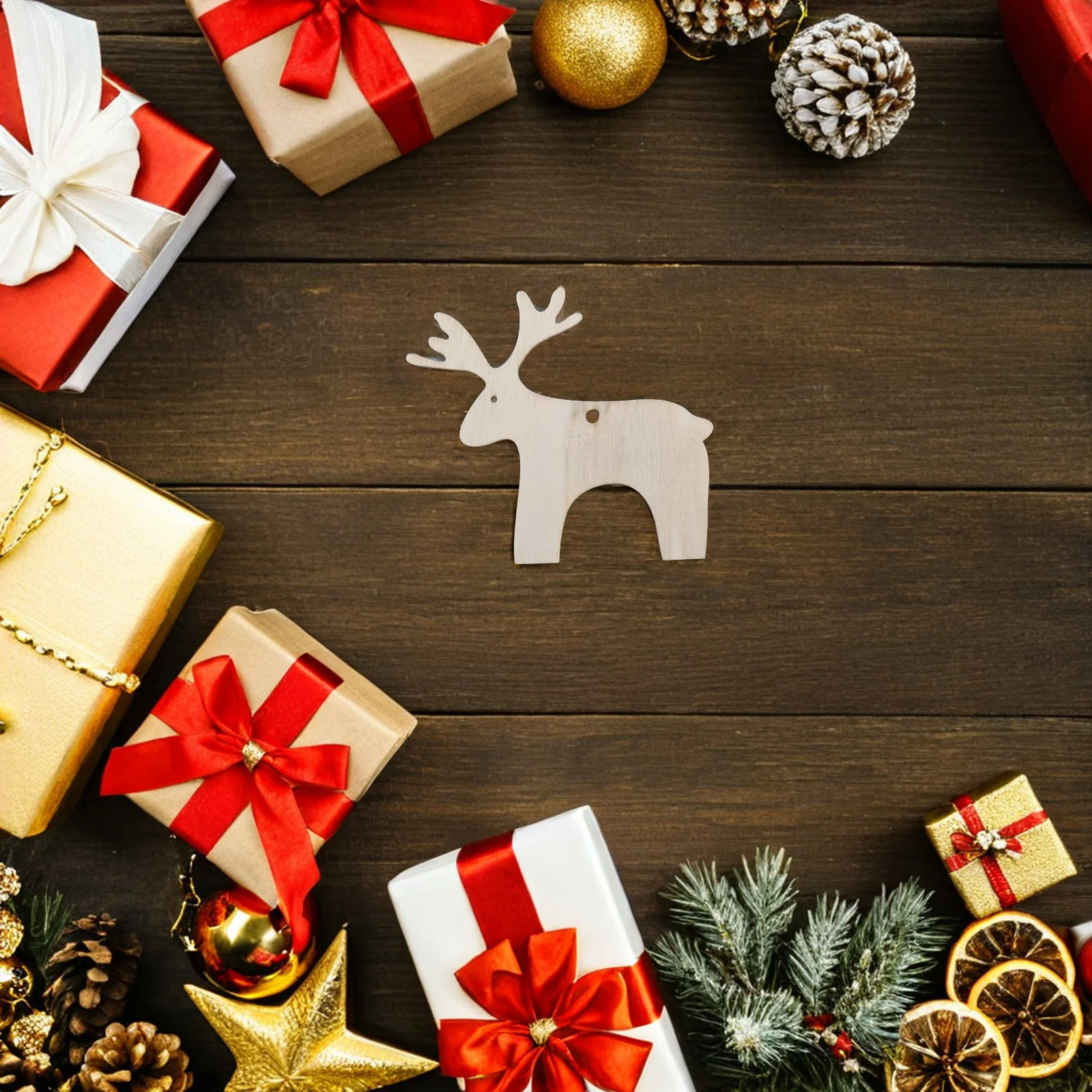 

20Pcs Lightweight Portable Wooden Reindeer Ornaments Unfinished Cutouts for DIY Crafts Xmas Tree Hanging Pendants