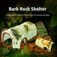 1Pcs Durable Birch Wood Texture PVC Shelter Reptile Hideaway Cave For Lizards And Amphibians Shedding Relaxing & Play