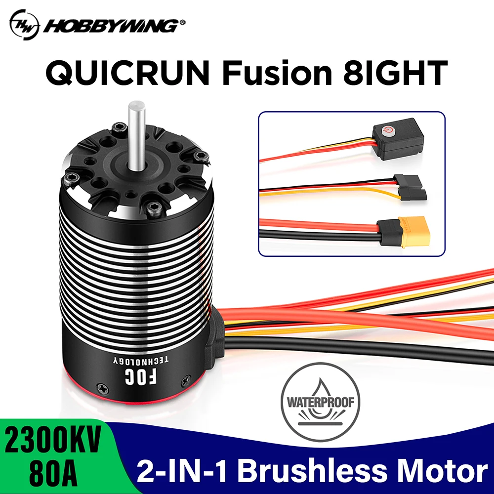 HOBBYWING QuicRun Fusion 8lGHT Brushless 2300KV 2in1 Motor 80A ESC For RC 1/8 Crawler Car