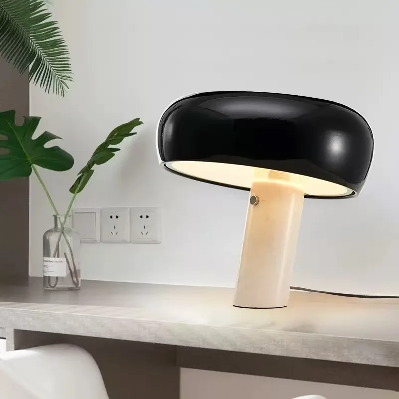 

Luma Creative Mushroom Table Lamp for Bedroom BedsideCoffee Bar Living Room Home Decor Designer Floor Light Glass and Marble
