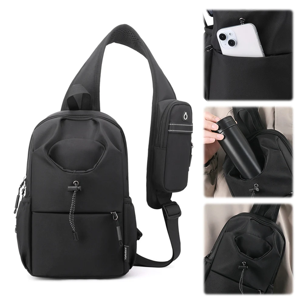 حقيبة صدر من النايلون، حقيبة فاني عصرية متعددة الوظائف، حقيبة كروس أنيقة متعددة الجيوب، حقيبة حبال هوبو للسفر في الهواء الطلق والمشي لمسافات طويلة #6