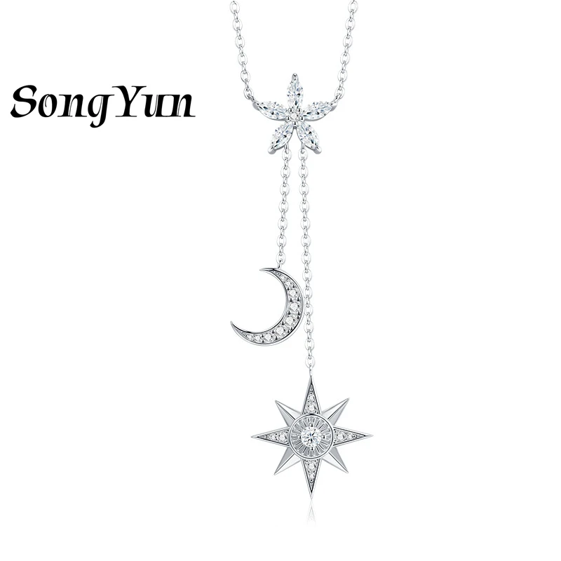 

SONGYUN Luxury Jewelry 925 Sterling Silver Necklace Moissanite Diamond Cross Casual for Her Rhodium Plated SYT Patent Pendant
