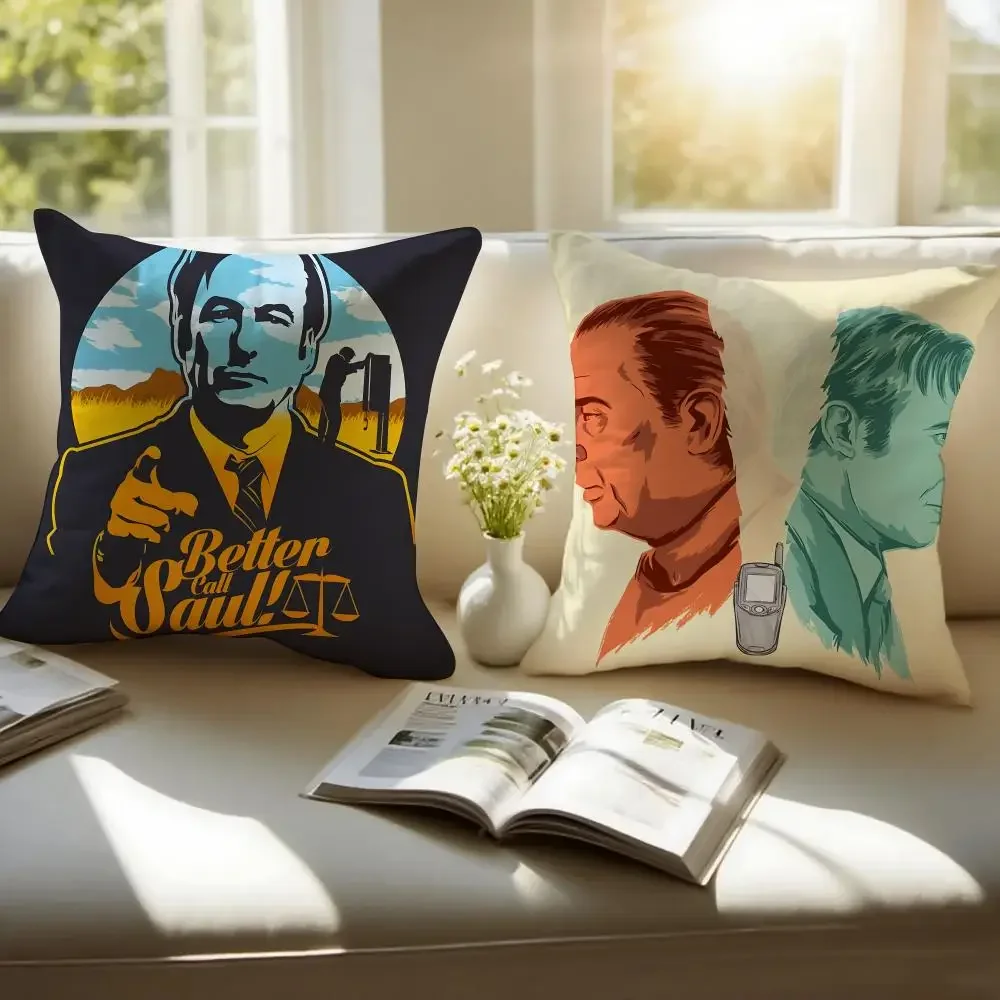 Crime Series B-Better Call Saul Cushion Cover Pillowcase Anti-dustmite Invisible Zipper Short Plush Sofa Cushion
