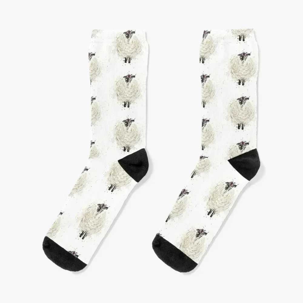 Fuzzy Sheep with Floral headdress Socks Antiskid soccer gym Girl'S Socks Men's