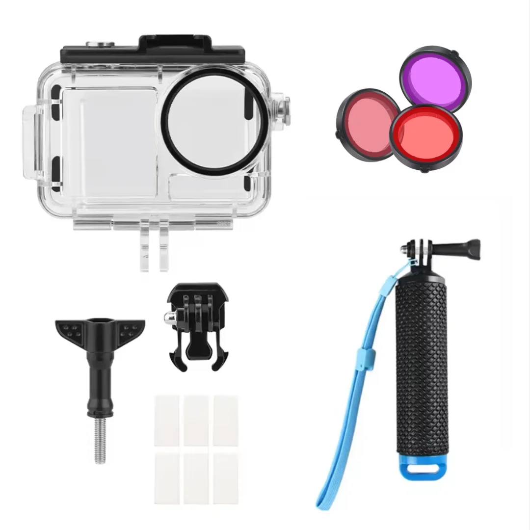 

60M Waterproof Case For DJI OSMO Action 5 Pro/4/3 Action Camera Protective Shell Red Pink Purple Dive Filters Set Accessories