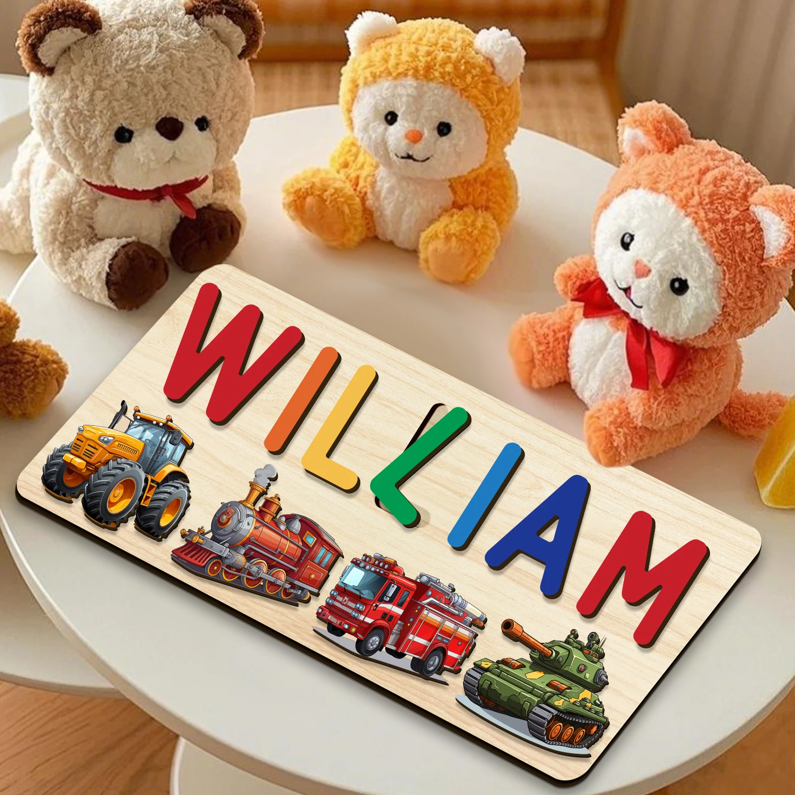 Educational Toys.Personalized Name Puzzle.First Birthday Decoration for Boys.Wooden Name Puzzle