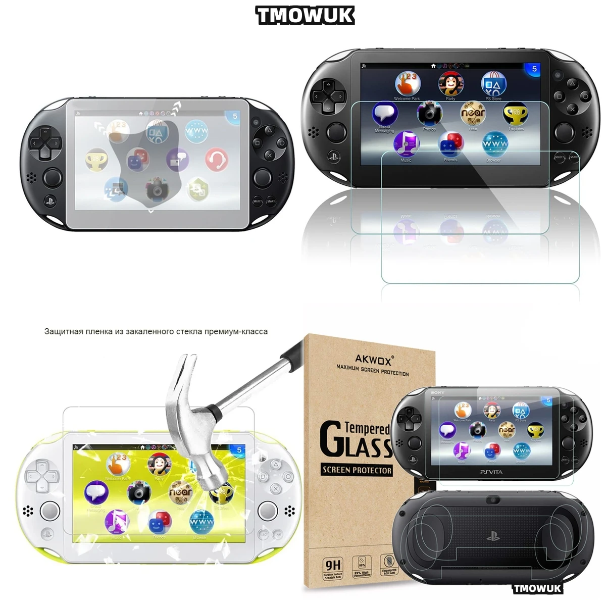 

UV Blocking Tempered Glass Screen For Sony PS Vita 1000/2000 - 9H Hardness, Oleophobic