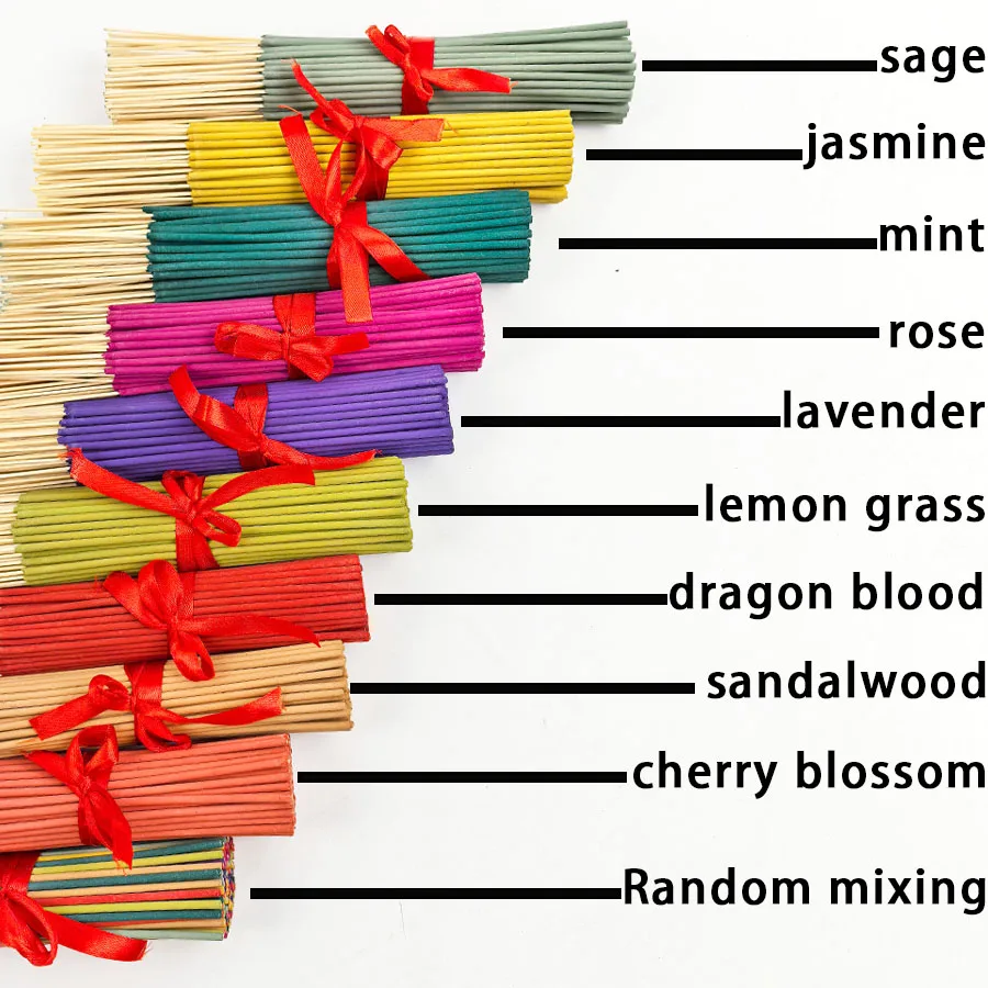 

Десять наборов/1000 шт. цветных благовоний, с низким содержанием пыли, 8,66 дюйма, для ароматерапии, с длительным ароматом для дома и отеля, для релаксации