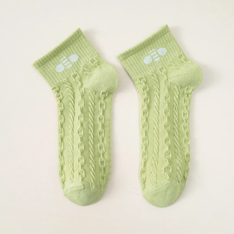 10 Pairs Women Socks Spring Summer Green Women's Short Tube Socks Comfortable Cotton Shallow Mouth Socks Versatile Ankle Socks