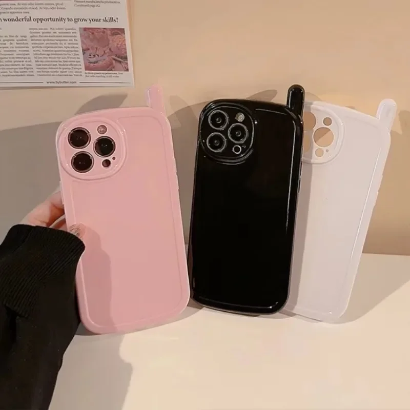 Funda de teléfono con diseño de antena para IPhone, carcasa de silicona con botones Retro personalizados para modelos 16, 15, 14, 13, 12, 11 Pro Max, XS, X, XR, 7, 8 Plus