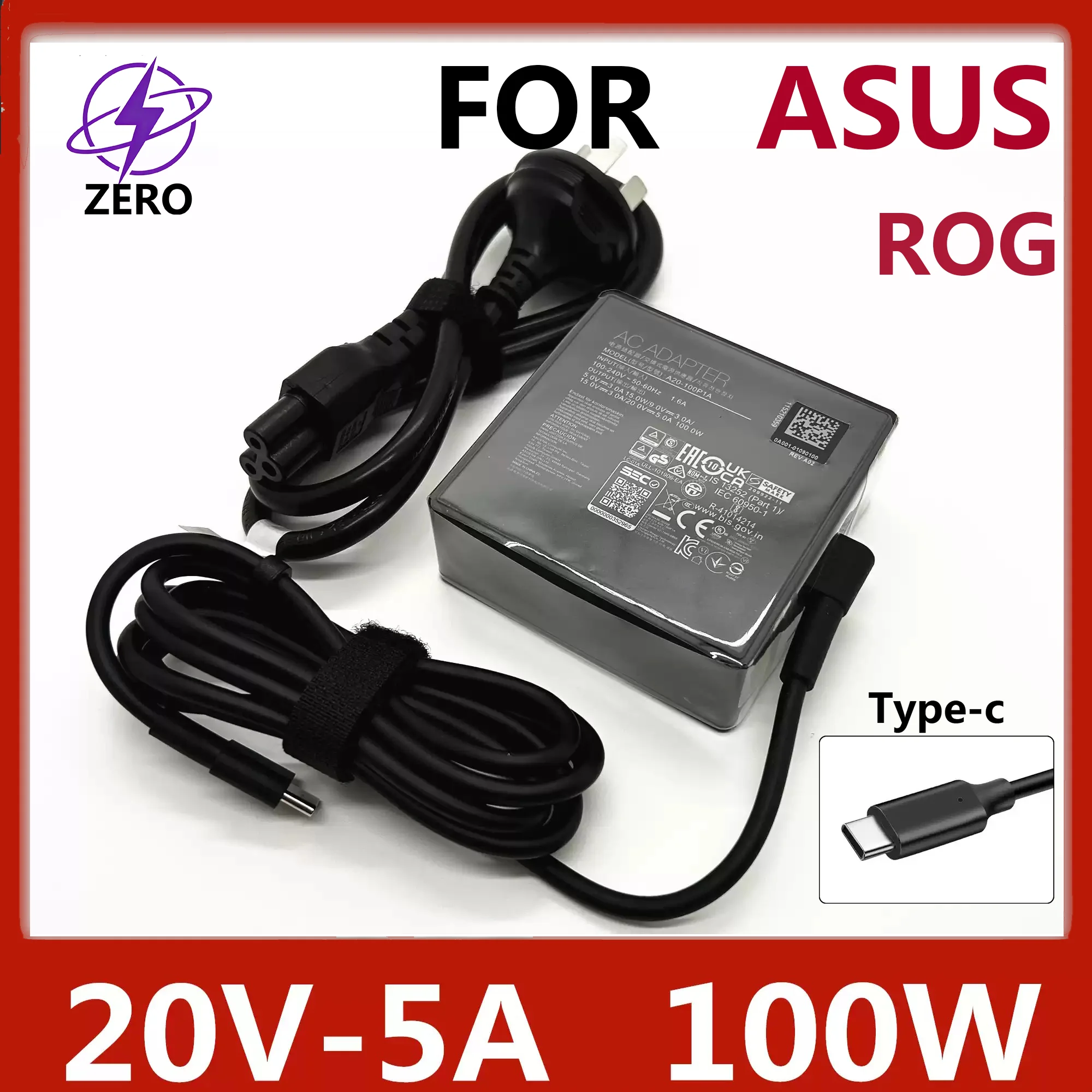 

Original 100W 20V5A Usb-C Type-C Ac Adapter Laptop Charger for Asus Rog Flow X12 X13 A20-100P1A Laptop Power Supply