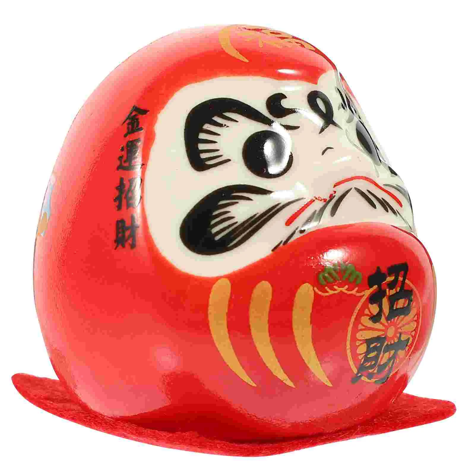 

Dharma Eggs Red Decor Ceramic Figurine Decorate Daruma Fortune Ornament Ceramics Japanese Figurines