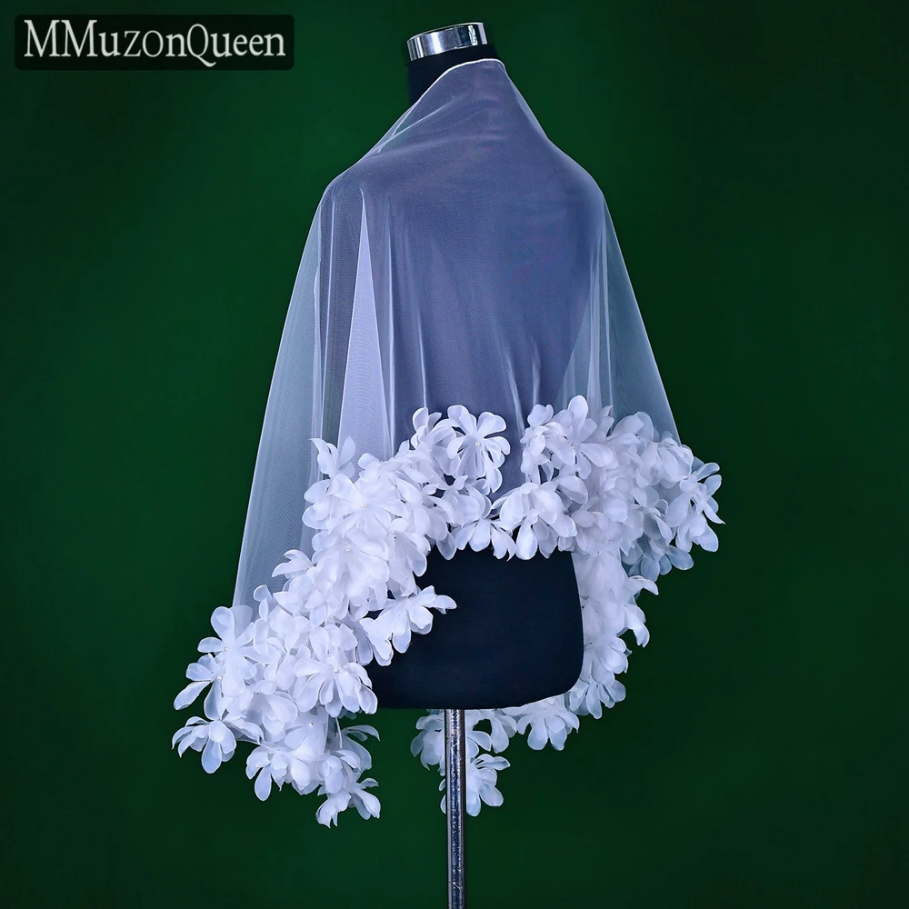 MMQ MG20 Floral Edge Bridal Short Shawl Tulle Wedding Bolero Elegant Dress Coats Woman Accessories DIY Customizable