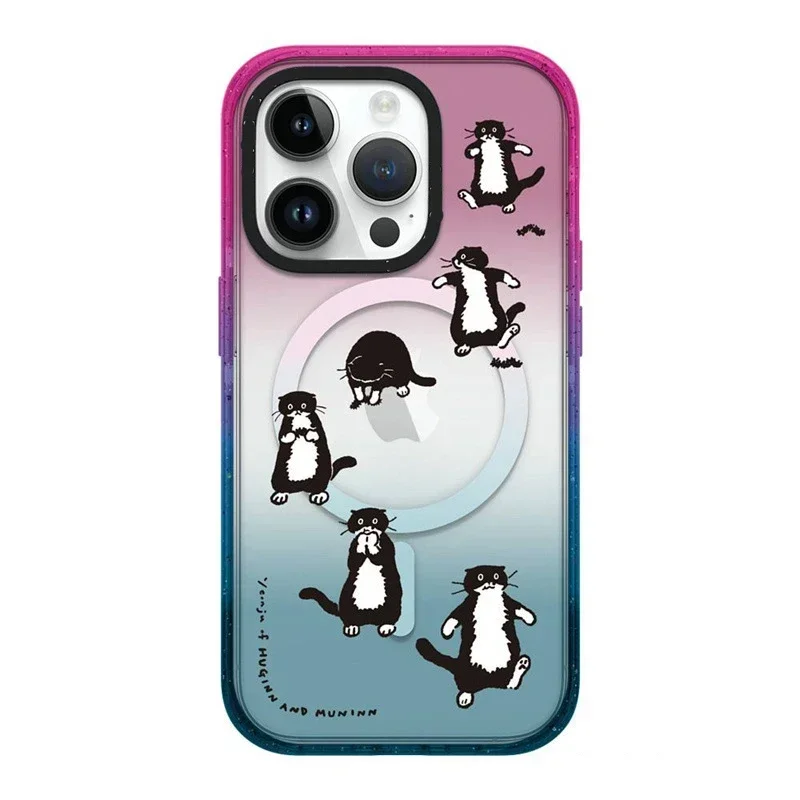 

MagSafe Acrylic Black Cat Phone Case Cover for iPhone 12 13 14 15 Pro Max Case for iPhone 15 ProMax