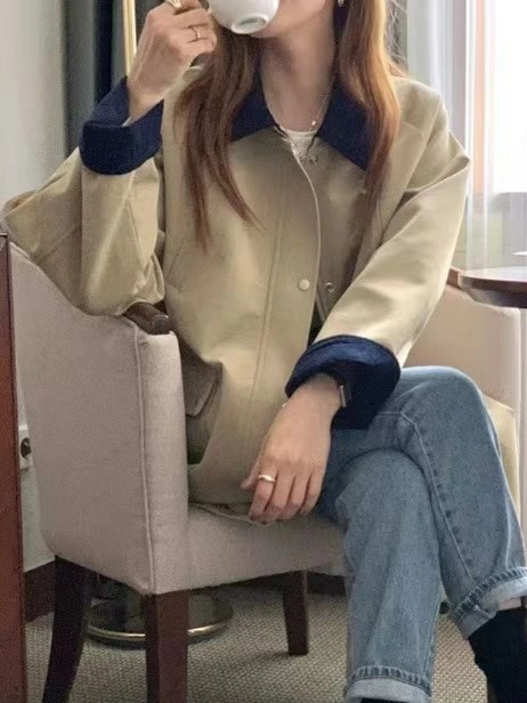 Trench Coats Women Baggy Khaki Preppy Aesthetics Windbreaker Fashion Kpop High Street Chaquetas Temper Elegant Gentle  Cozy